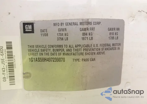 2009 Chevrolet Cobalt Ls z USA, uszkodzony, nr VIN 1G1AS58H497239070